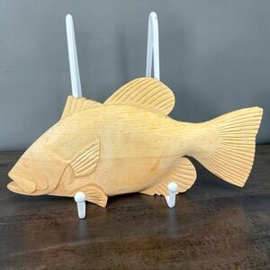 Vintage 1993 Thorsen Hand Carved Wood Fish Sculpture Folk Art Cabin Decor 8 inch
